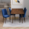 Alpine Small Walnut Dining Set - 4 Evette Blue Velvet Chairs | MidinMod | TX | Best Furniture stores in Houston