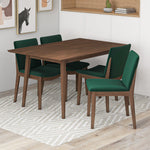 Adira Small Walnut Dining Set - 4 Virginia Green Velvet Chairs | MidinMod | TX | Best Furniture stores in Houston