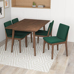 Adira Small Walnut Dining Set - 4 Virginia Green Velvet Chairs | MidinMod | TX | Best Furniture stores in Houston