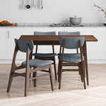Adira Small Walnut Dining Set - 4 Collins Light Grey Chairs | MidinMod | TX | Best Furniture stores in Houston