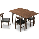 Adira Small Walnut Dining Set - 4 Winston Black Leather Chairs | MidinMod | TX | Best Furniture stores in Houston