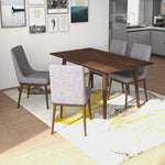 Adira Large Walnut Dining Set - 4 Brighton Grey Chairs | MidinMod | TX | Best Furniture stores in Houston