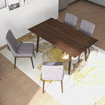 Adira Large Walnut Dining Set - 4 Brighton Grey Chairs | MidinMod | TX | Best Furniture stores in Houston
