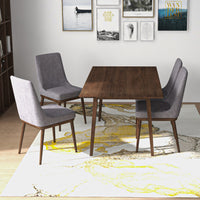 Adira Large Walnut Dining Set - 4 Brighton Grey Chairs | MidinMod | TX | Best Furniture stores in Houston