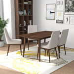 Adira Large Walnut Dining Set - 4 Brighton Beige Chairs | MidinMod | TX | Best Furniture stores in Houston