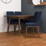 Adira Small Walnut Dining Set - 4 Brighton Navy Blue Chairs | MidinMod | TX | Best Furniture stores in Houston