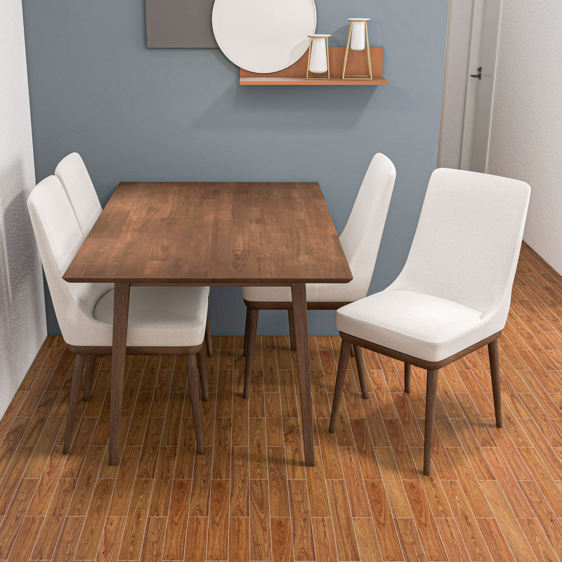 Adira Small Walnut Dining Set - 4 Brighton Beige Chairs | Best Furniture stores in Houston
