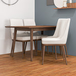 Adira Small Walnut Dining Set - 4 Brighton Beige Chairs | Best Furniture stores in Houston