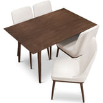 Adira Small Walnut Dining Set - 4 Brighton Beige Chairs | Best Furniture stores in Houston