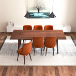 Adira XL Walnut Dining Set - 6 Evette Burnt Orange Velvet Chairs | MidinMod | TX | Best Furniture stores in Houston