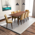 Adira XL Walnut Dining Set - 8 Evette Gold Velvet Chairs | MidinMod | TX | Best Furniture stores in Houston
