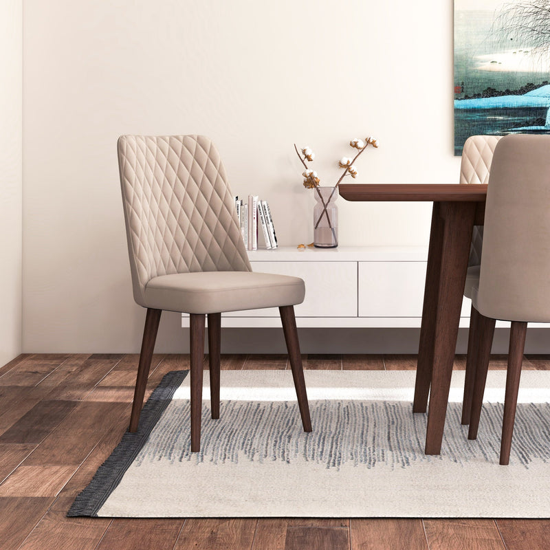 Adira XLarge Walnut Dining Set - 8 Evette Beige Velvet Chairs | MidinMod | TX | Best Furniture stores in Houston