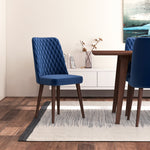 Adira XLarge Walnut Dining Set - 8 Evette Blue Velvet Chairs | MidinMod | TX | Best Furniture stores in Houston