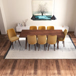Adira XL Walnut Dining Set - 8 Evette Gold Velvet Chairs | MidinMod | TX | Best Furniture stores in Houston