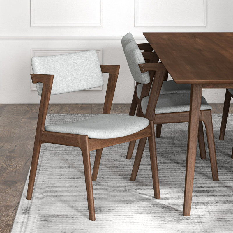 Adira XL Walnut Dining Set - 6 Ricco Light Grey Chairs | MidinMod | TX | Best Furniture stores in Houston
