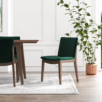 Adira XLarge Walnut Dining Set | 8 Virginia Green Velvet Dining Chairs | Mid in Mod | Houston TX | Best Furniture stores in Houston
