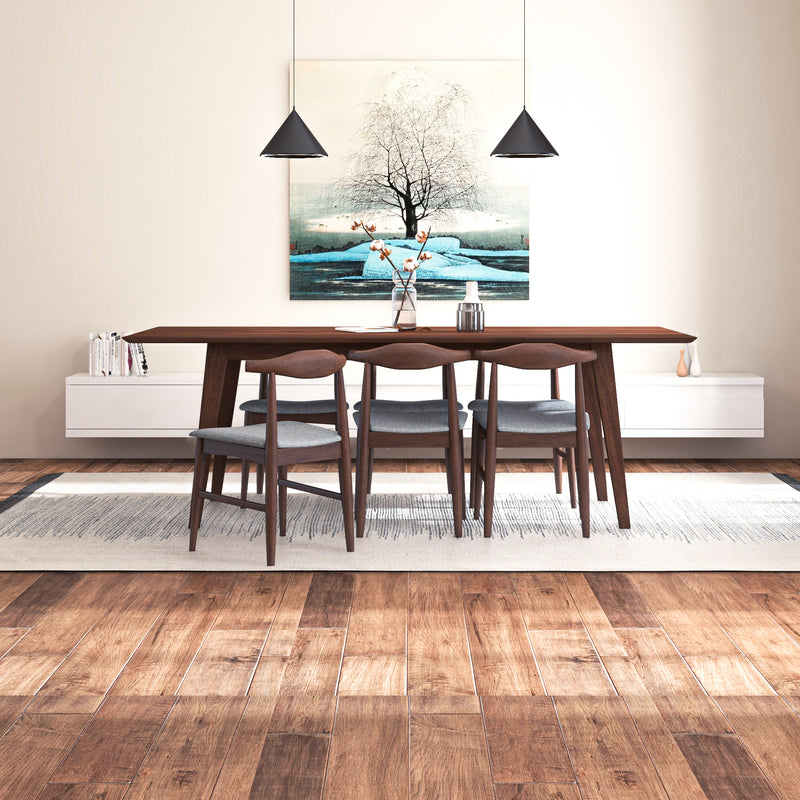 Adira XLarge Walnut Dining Set | 6 Winston Grey Dining Chairs | Houston TX | Best Furniture stores in Houston