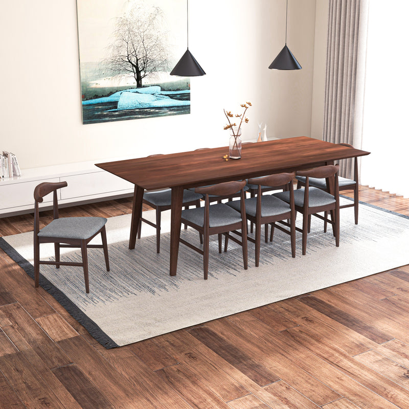 Adira XLarge Walnut Dining Set | 8 Winston Grey Dining Chairs | Houston TX | Best Furniture stores in Houston