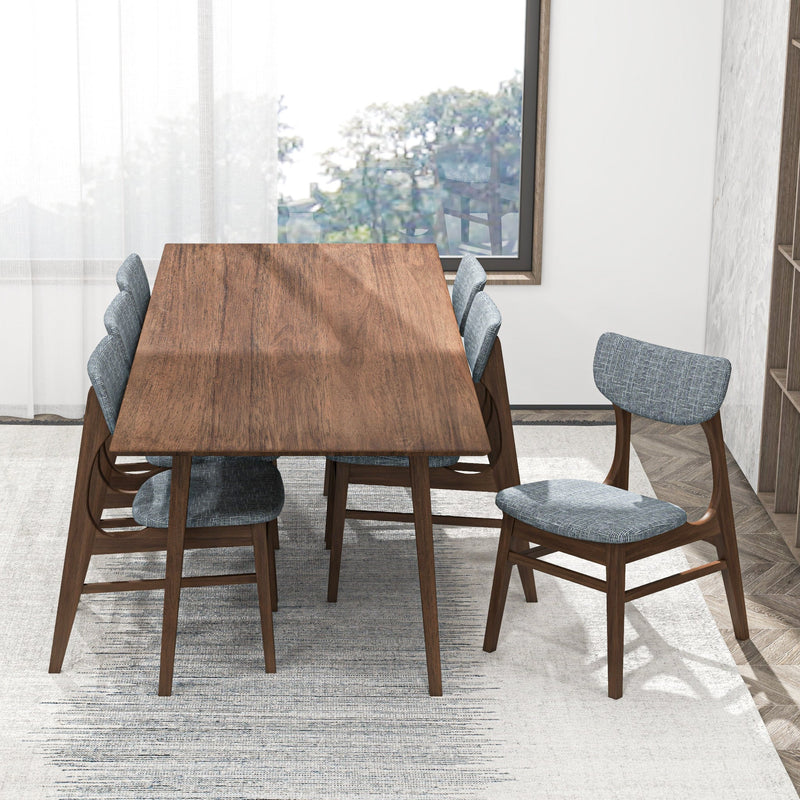 Adira XLarge Walnut Dining Set - 6 Collins Grey Chairs | MidinMod | TX | Best Furniture stores in Houston