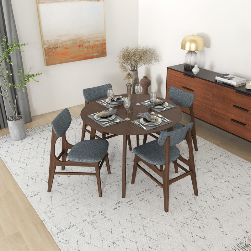 Aliana Dining set with 4 Collins Gray Chairs (Walnut) | Mid in Mod | Houston TX | Best Furniture stores in Houston