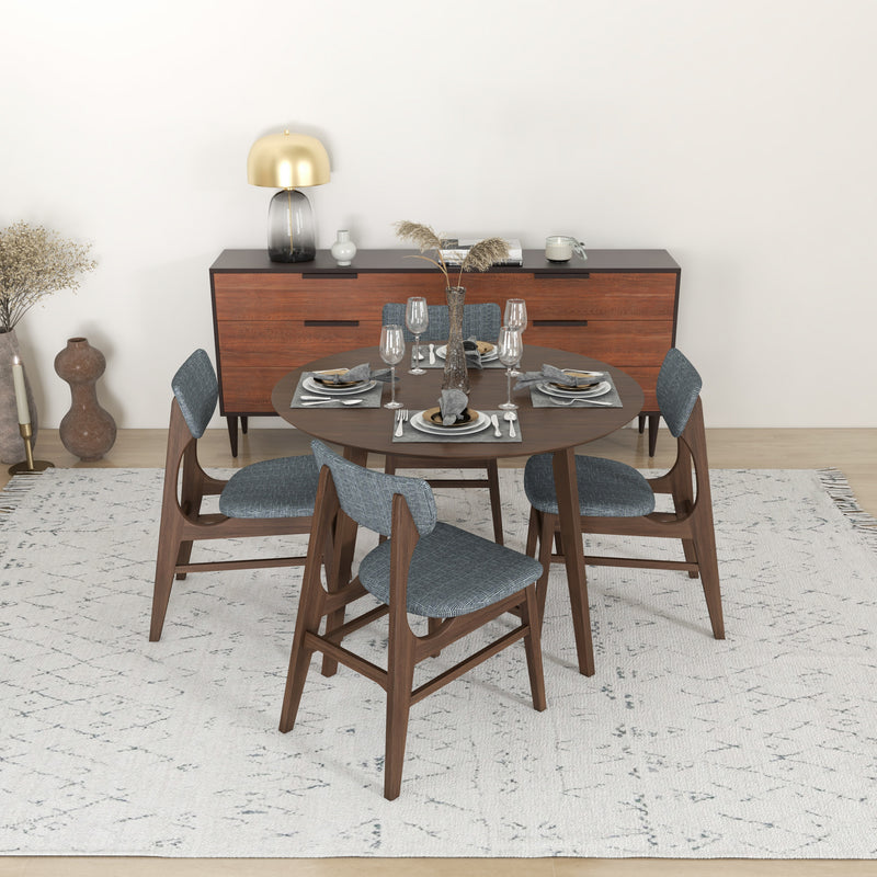 Aliana Dining set with 4 Collins Gray Chairs (Walnut) | Mid in Mod | Houston TX | Best Furniture stores in Houston