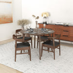 Aliana (Walnut) Dining Set with 4 Zola (Black Leather) Chairs | Mid in Mod | Houston TX | Best Furniture stores in Houston