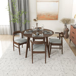 Aliana Dining Set with 4 Zola Gray Chairs (Walnut) | Mid in Mod | Houston TX | Best Furniture stores in Houston