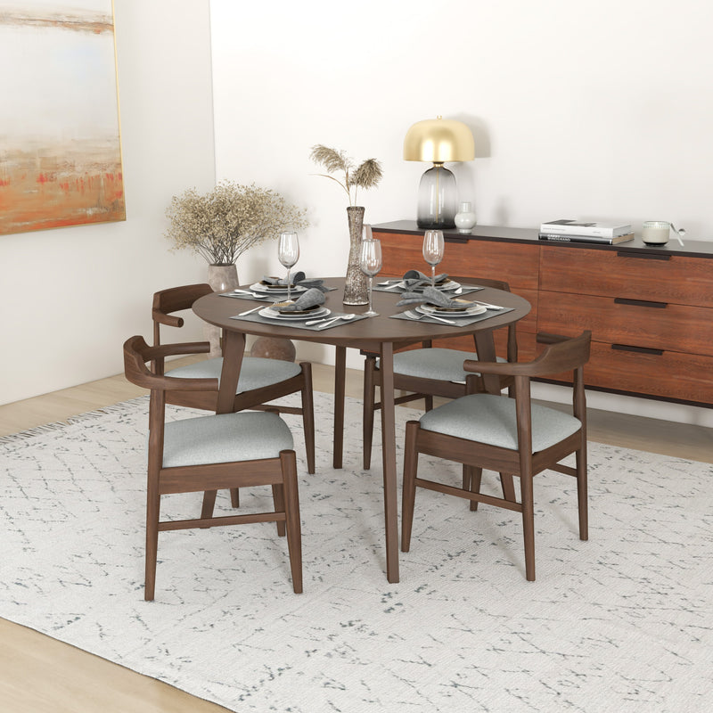 Aliana Dining Set with 4 Zola Gray Chairs (Walnut) | Mid in Mod | Houston TX | Best Furniture stores in Houston