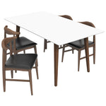 Dining Set Alpine White top Table - 4 Winston Black Leather Chairs | Best Furniture stores in Houston
