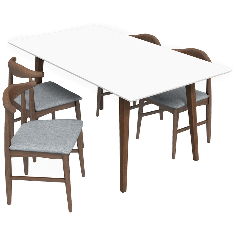 Alpine Large White Dining Set - 4 Winston Gray Chairs | MidinMod | TX | Best Furniture stores in Houston