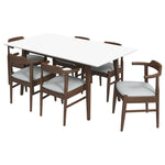 Alpine (Large - WHITE) Dining Set with 6 Zola (Gray Fabric) Dining Chairs | Mid in Mod | Houston TX | Best Furniture stores in Houston