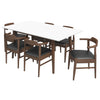 Dining Set, Alpine Large WHITE Table with 6 Zola Black Leather Chairs | Mid in Mod | Houston TX | Best Furniture stores in Houston