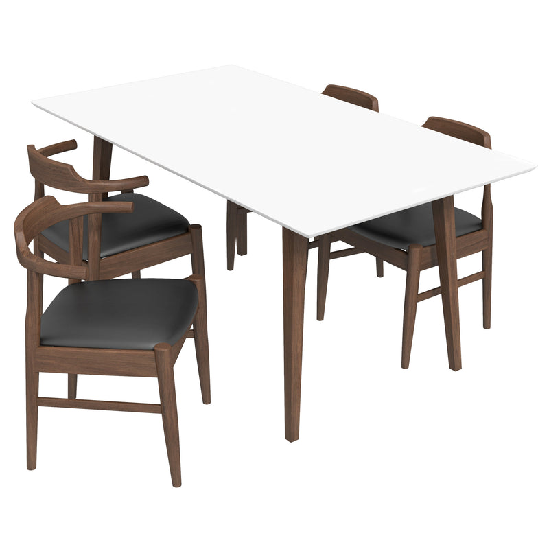 Alpine Large White Dining Set - 4 Zola Black Leather Chairs | MidinMod | TX | Best Furniture stores in Houston