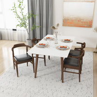 Alpine Large White Dining Set - 4 Zola Black Leather Chairs | MidinMod | TX | Best Furniture stores in Houston