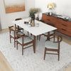 Alpine (Large - WHITE) Dining Set with 6 Zola (Gray Fabric) Dining Chairs | Mid in Mod | Houston TX | Best Furniture stores in Houston