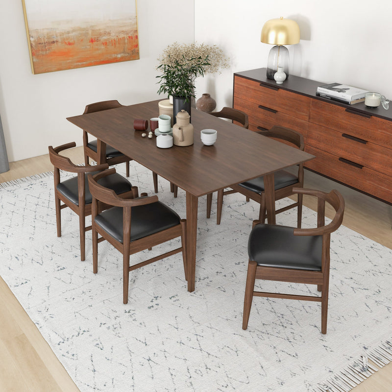 Alpine Walnut Dining Table - 6 Zola Leather Dining Chairs | MidinMod | TX | Best Furniture stores in Houston