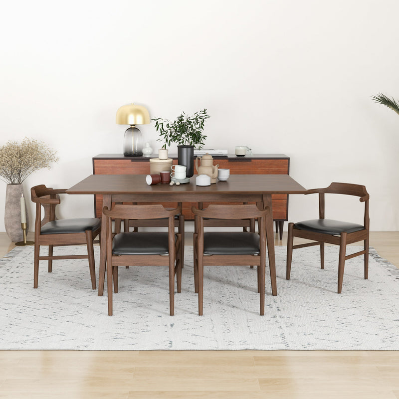 Alpine Walnut Dining Table - 6 Zola Leather Dining Chairs | MidinMod | TX | Best Furniture stores in Houston