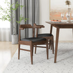 Alpine Large Walnut Dining Set - 4 Zola Black Leather Chairs | MidinMod | TX | Best Furniture stores in Houston