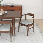 Alpine (Large - Walnut) Dining Set with 6 Zola (Gray Fabric) Dining Chairs | Mid in Mod | Houston TX | Best Furniture stores in Houston