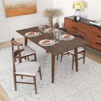 Alpine Large Walnut Dining Set - 4 Winston Beige Chairs | MidinMod | TX | Best Furniture stores in Houston