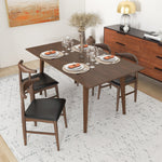 Alpine Large Walnut Dining Set - 4 Winston Black Leather Chairs | MidinMod | TX | Best Furniture stores in Houston