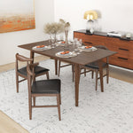 Alpine Large Walnut Dining Set - 4 Winston Black Leather Chairs | MidinMod | TX | Best Furniture stores in Houston