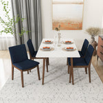Dining Set, Alpine Large White Table with 4 Virginia Dark Blue Chairs | Mid in Mod | Houston TX | Best Furniture stores in Houston