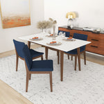 Dining Set, Alpine Large White Table with 4 Virginia Dark Blue Chairs | Mid in Mod | Houston TX | Best Furniture stores in Houston