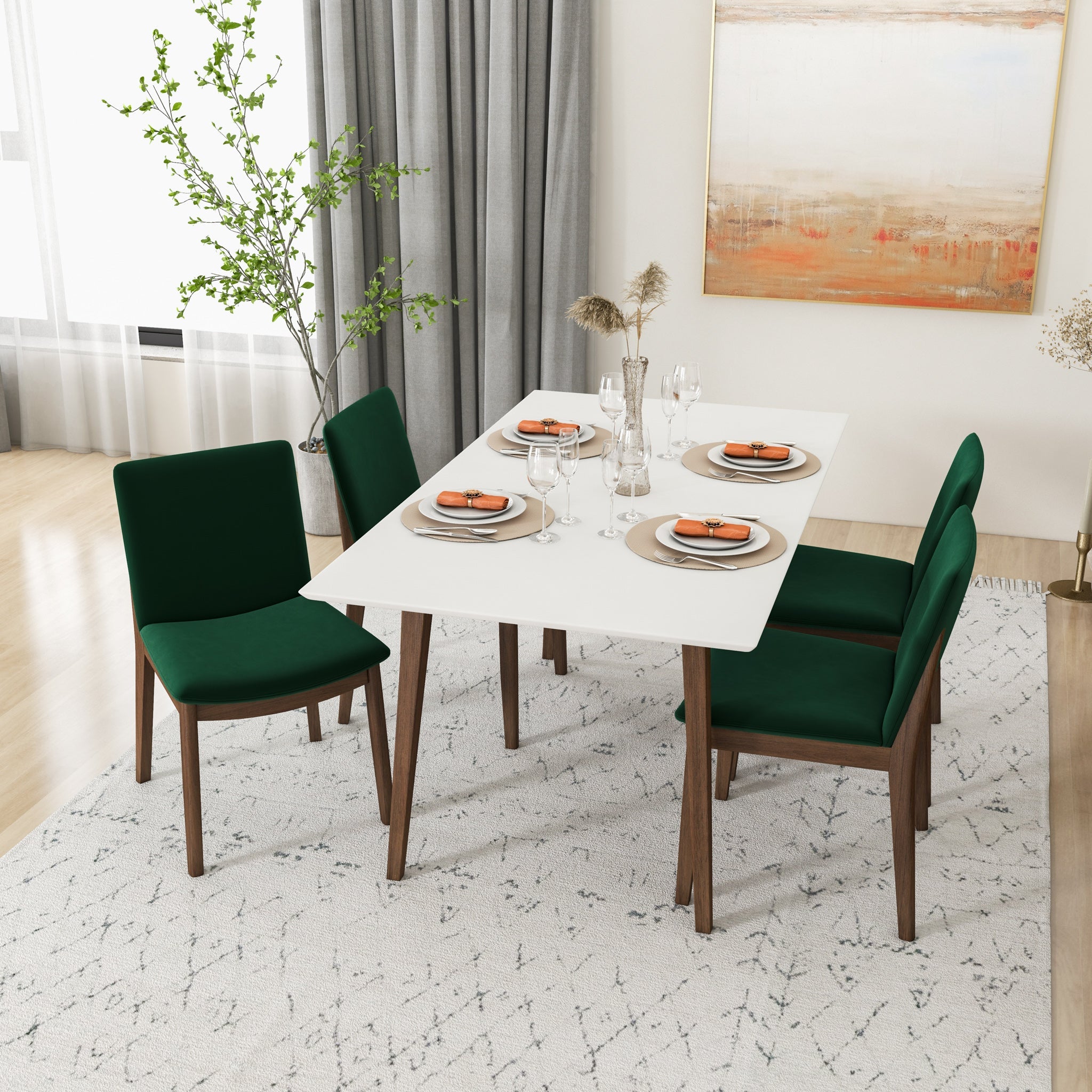 White velvet discount dining room chairs