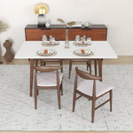 Alpine Large White Dining Set - 4 Winston Beige Chairs | MidinMod | TX | Best Furniture stores in Houston