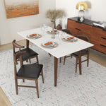 Alpine Large White Dining Set - 4 Winston Black Leather Chairs | MidinMod | TX | Best Furniture stores in Houston