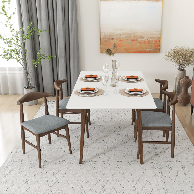 Alpine Large White Dining Set - 4 Winston Gray Chairs | MidinMod | TX | Best Furniture stores in Houston