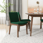 Alpine Large Walnut Dining Set - 4 Virginia Green Velvet Chairs | MidinMod | TX | Best Furniture stores in Houston