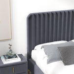 Angela Queen Size Grey Velvet Platform Bed  | MidinMod | Houston TX | Best Furniture stores in Houston